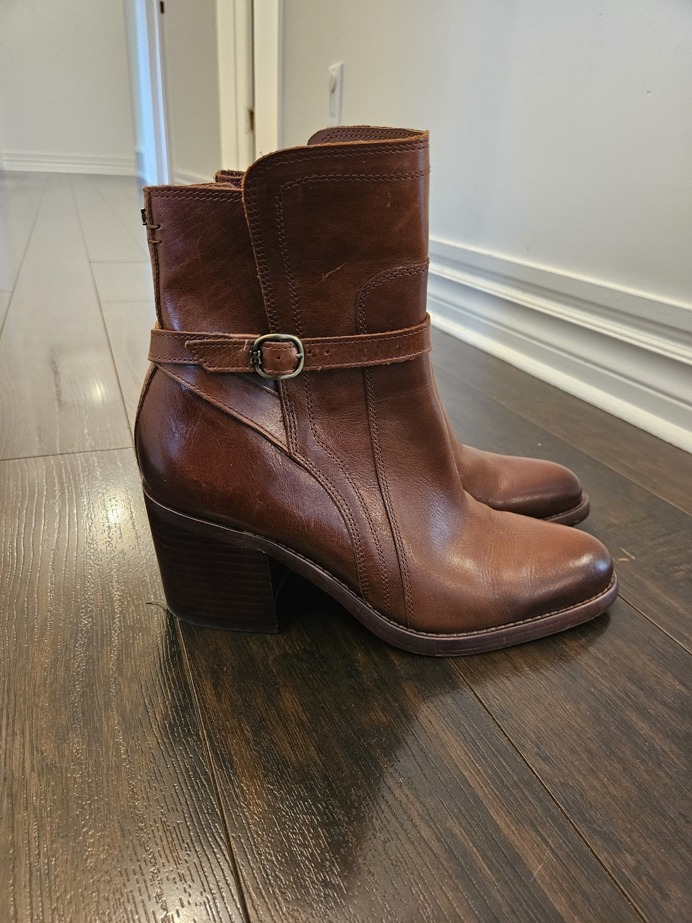 Sam Edelman Women's Brown Leather Ankle Boots - Cuban Heel